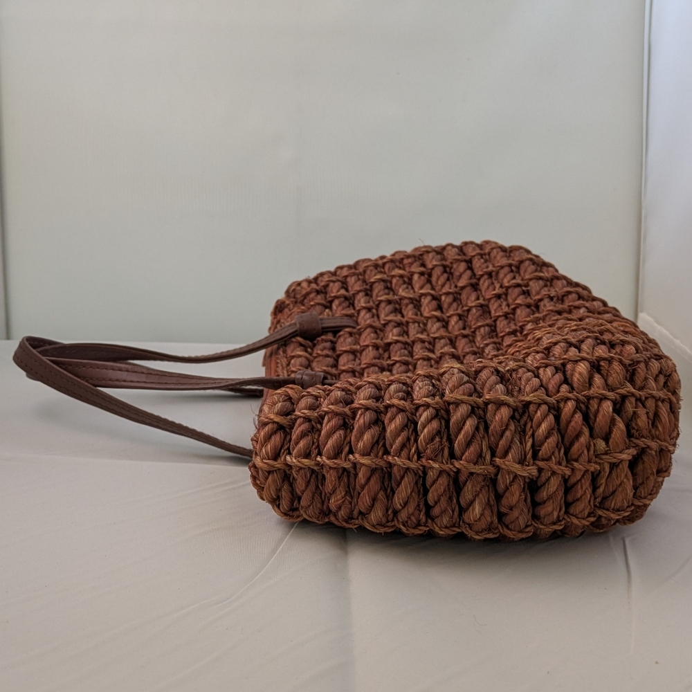 Dark Brown Raffia Purse Handbag Made in the Philippines - Picture 8 of 16